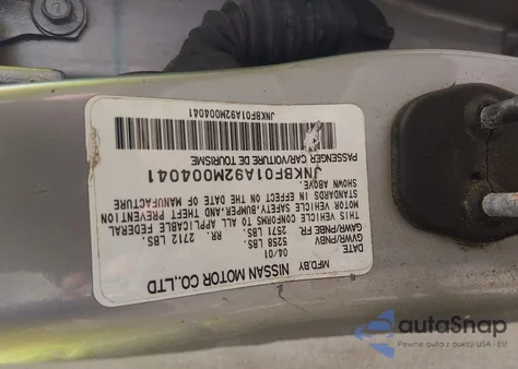 2002 Infiniti Q45 Luxury z USA, uszkodzony, nr VIN JNKBF01A92M004041